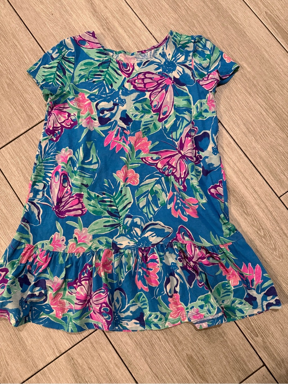Lilly Pulitzer Girls Emina Floral Multicolor Dress - Pink Blue Green size M6-7